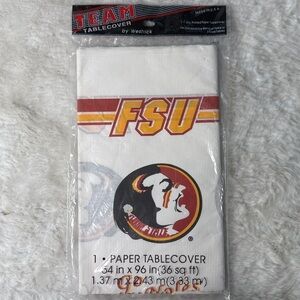 VTG FSU Paper Tablecover‎ Tablecloth NEW Florida State Seminoles Noles USA Made